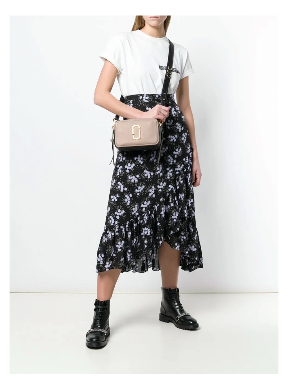 Marc Jacobs The Softshot 21 Taupe/Black Leather Crossbody Bag
